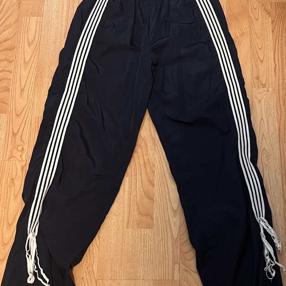 Edikted Black Track Pants with White Stripes
